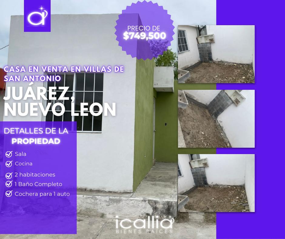 En venta casa en Villas de San Antonio, Juarez, NL