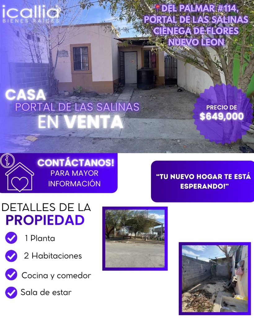 En venta casa en Portal de Salinas, Cienega de Flores, NL